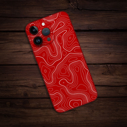 Wrapie Red Topography Art Mobile Skin