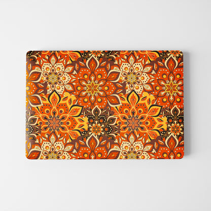 Wrapie Orange Flower Printed Art Laptop Skin