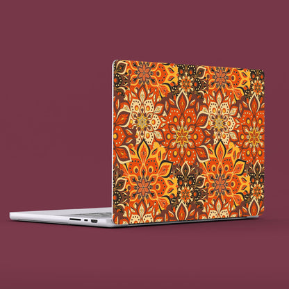 Wrapie Orange Flower Printed Art Laptop Skin