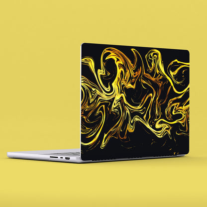 Wrapie Vibrant Golden Neon Swirl Laptop Skin