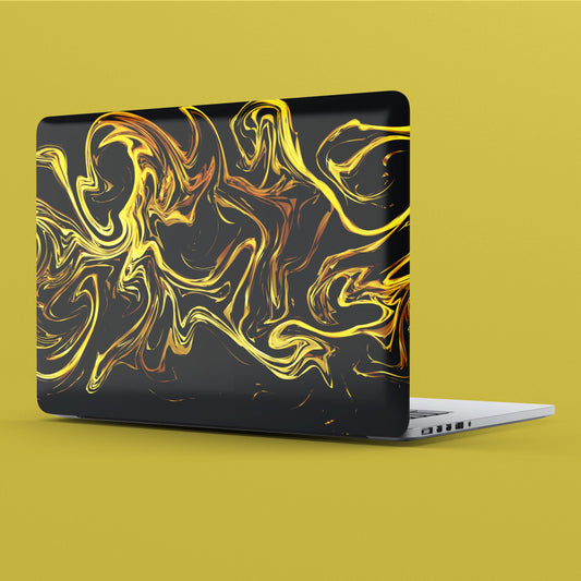Wrapie Vibrant Golden Neon Swirl Laptop Skin