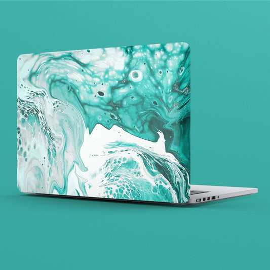 Wrapie Green Glossy Marble Pattern Laptop Skin