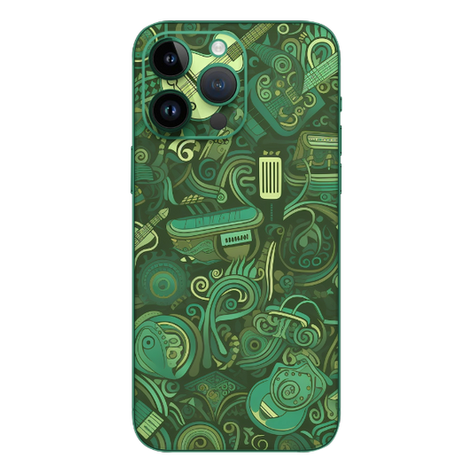 Wrapie Green Doodle Mobile Skin
