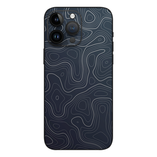 Wrapie Black Topography White Lines Art Mobile Skin