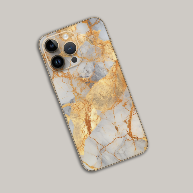 Wrapie Golden Ceramic Printed Mobile Skin