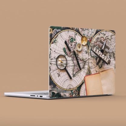 Wrapie World Map Retro Explore Laptop Skin