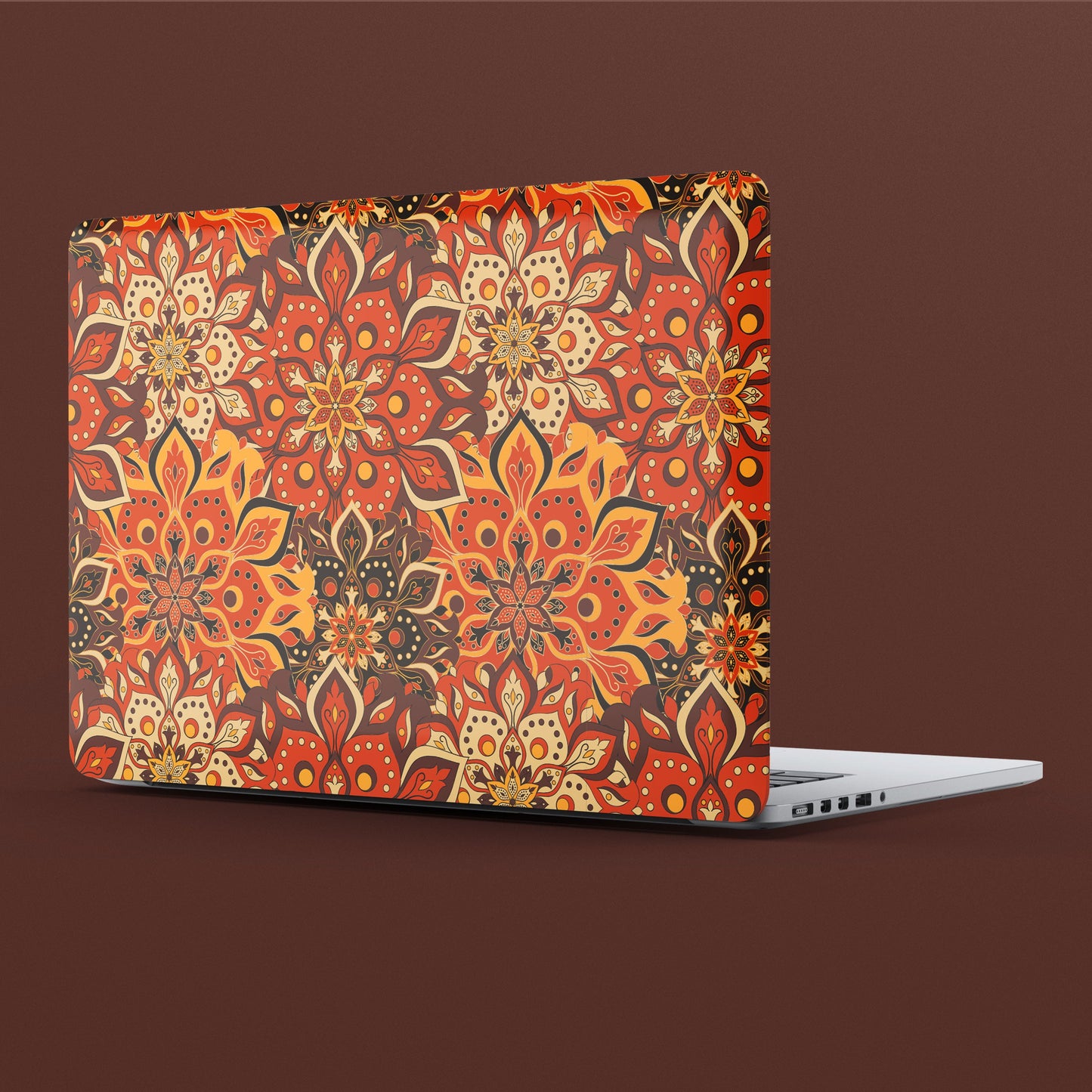 Wrapie Orange Flower Printed Art Laptop Skin