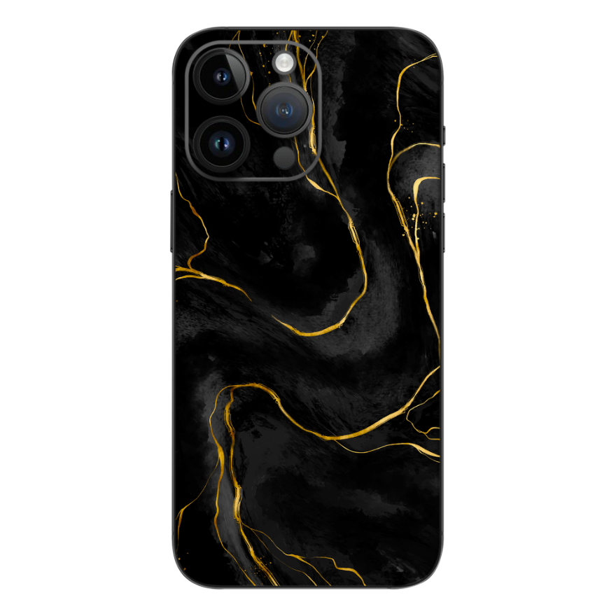 Wrapie Black Marble Printed Mobile Skin