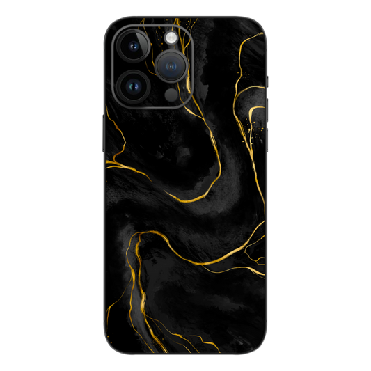 Wrapie Black Marble Printed Mobile Skin