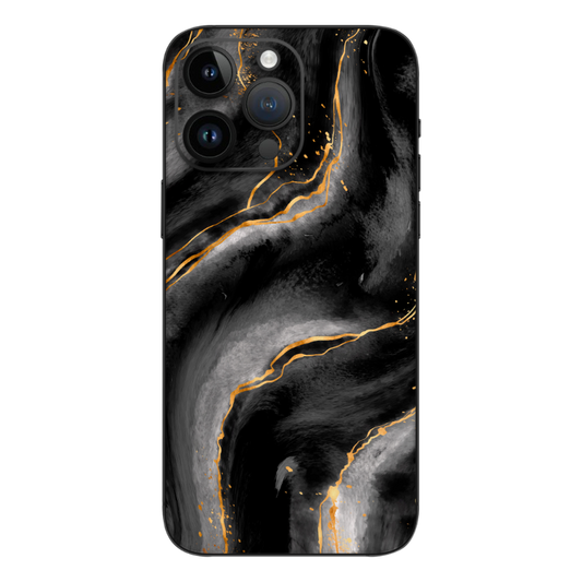 Wrapie Golden Black Marble Mobile Skin