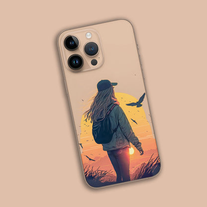 Girl Sunset Anime Mobile Skin - Sunset Anime Mobile Skin - Wrapie